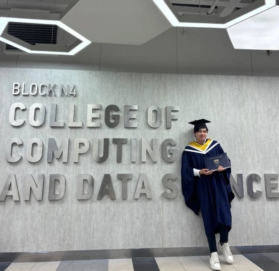 NTU 2024 Graduation at night outside College of Computing and Data Science