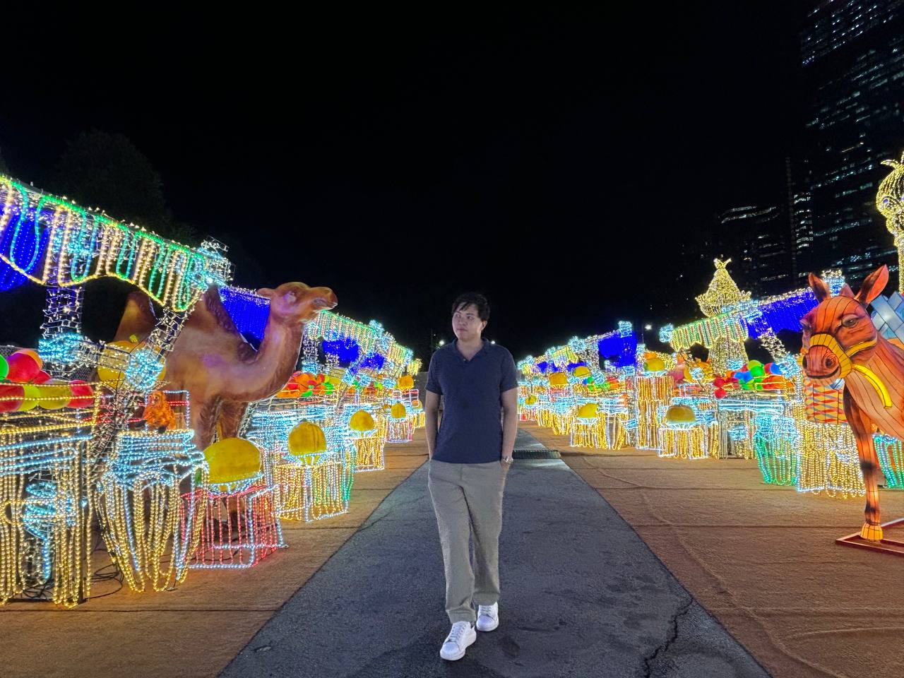 Illumi light display, showcasing vibrant lights and festive decorations
