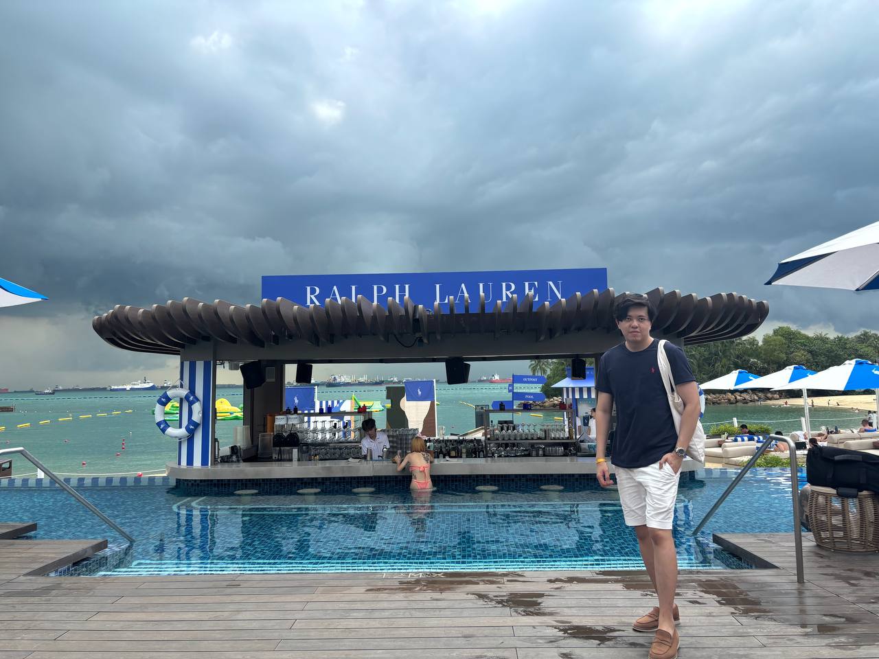 Relaxing atmosphere at Ralph Lauren Beach Club with drinks